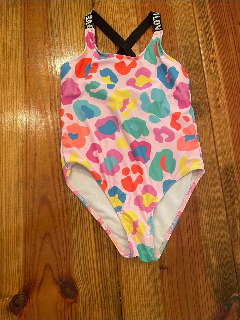 Kids Multicolor Leopard Print One-Piece Swimsuit - Pink